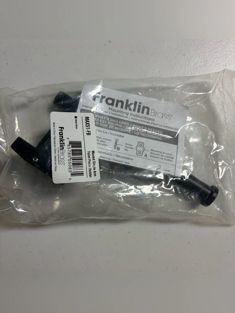 Franklin Brass Maxted Wall Mount Single Toilet Paper Holder Hardware Matte Black